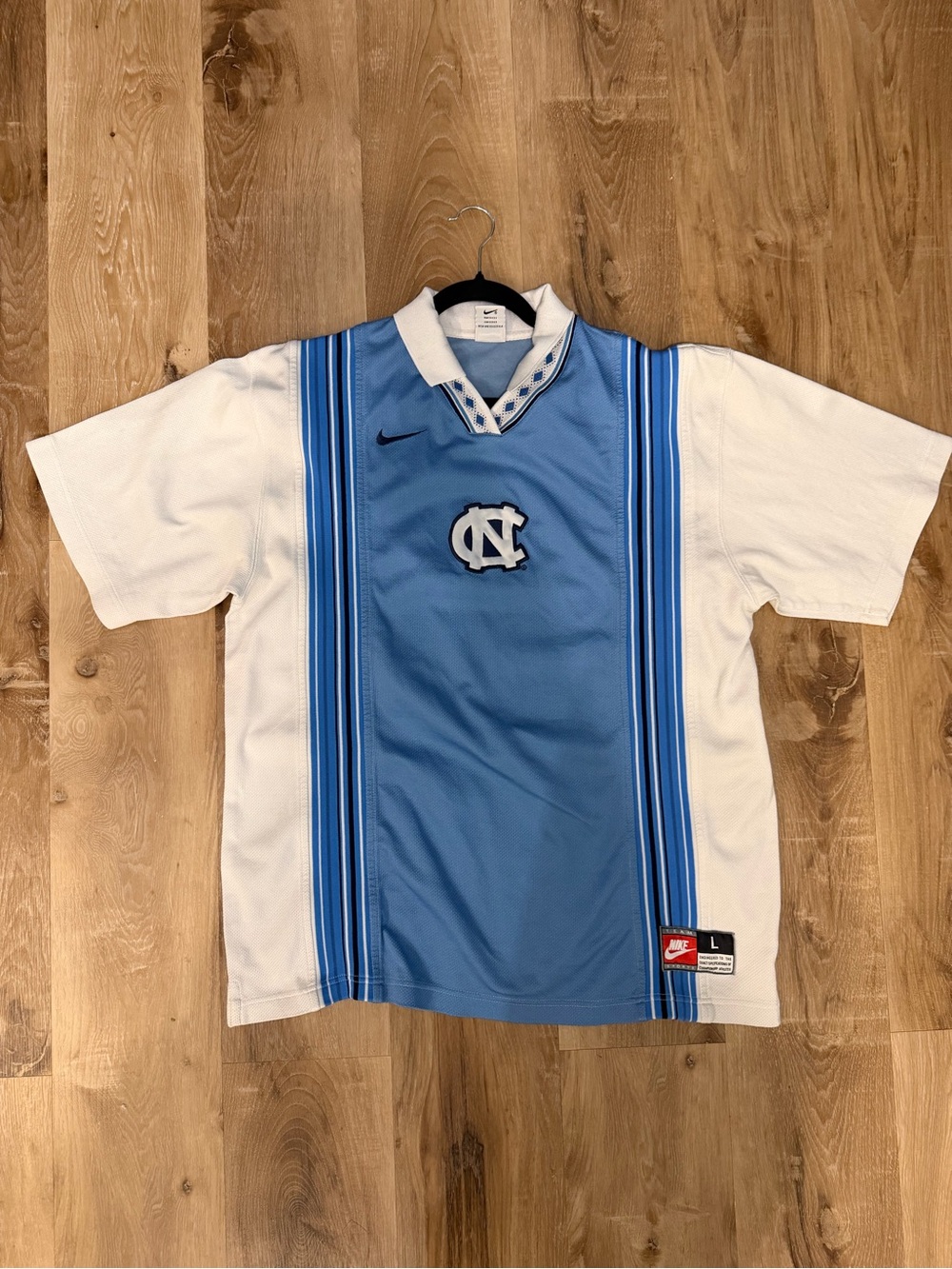 Nike Men's Carolina Blue and White Short Sleeve Jersey